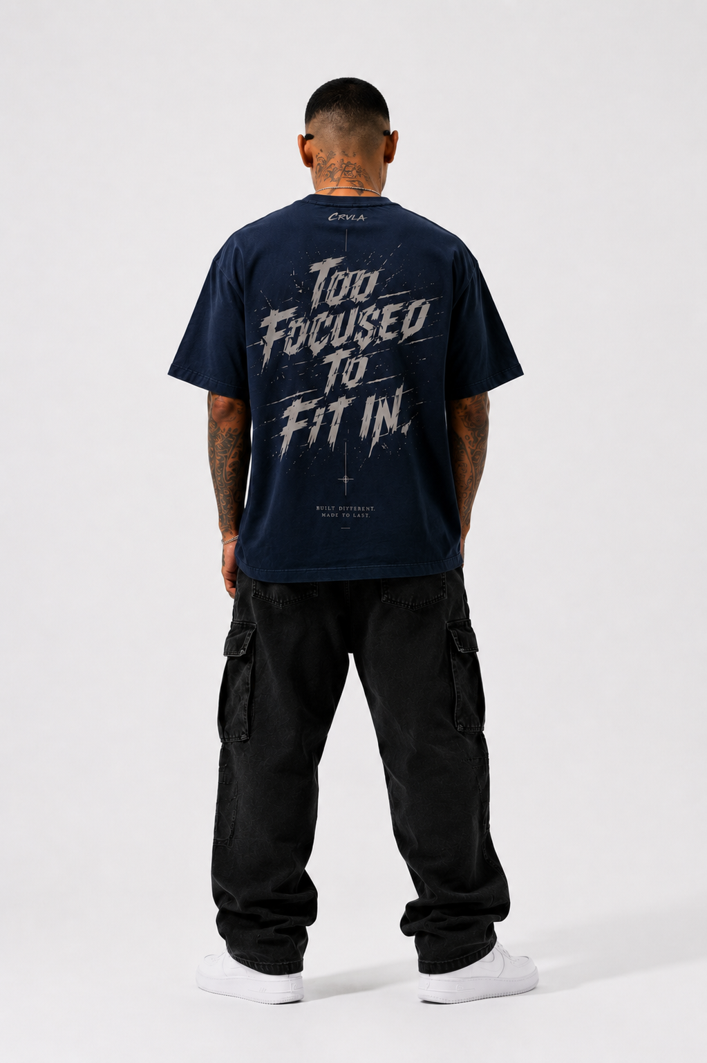 Too Focused to Fit In - Navy back