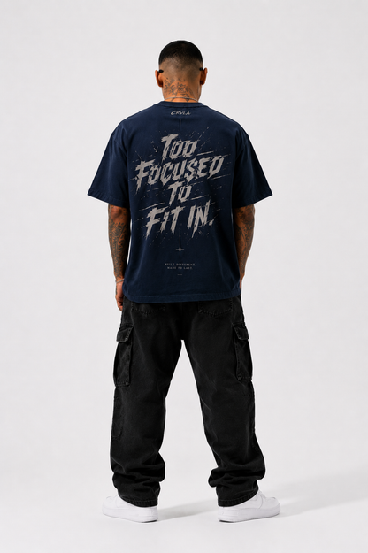 Too Focused to Fit In - Navy back